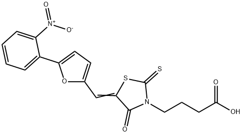 4-{5-[(5-{2-nitrophenyl}-2-furyl)methylene]-4-oxo-2-thioxo-1,3-thiazolidin-3-yl}butanoic acid Structure