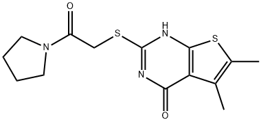 2-[(4-hydroxy-5,6-dimethylthieno[2,3-d]pyrimidin-2-yl)sulfanyl]-1-(pyrrolidin-1-yl)ethanone Structure