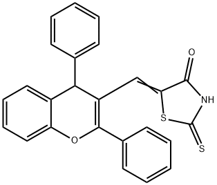 (5E)-5-[(2,4-diphenyl-4H-chromen-3-yl)methylidene]-2-thioxo-1,3-thiazolidin-4-one Structure