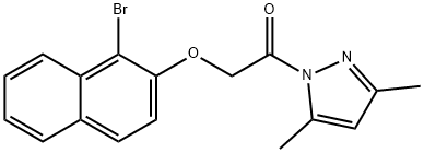 1-{[(1-bromo-2-naphthyl)oxy]acetyl}-3,5-dimethyl-1H-pyrazole Structure