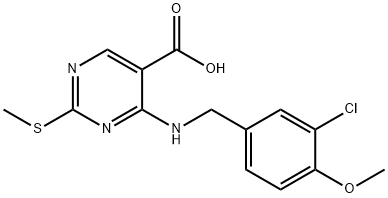 4-((3-Chloro-4-methoxybenzyl)amino)-2-(methylthio)pyrimidine-5-carboxylic acid Structure