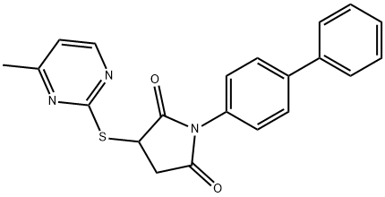 1-(biphenyl-4-yl)-3-[(4-methylpyrimidin-2-yl)sulfanyl]pyrrolidine-2,5-dione Structure