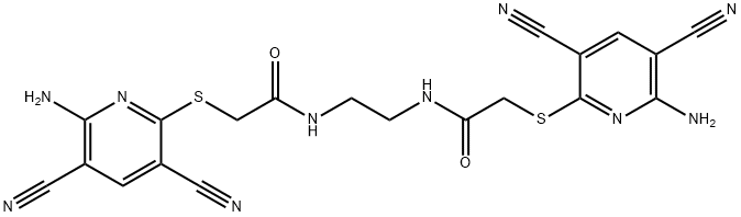 N,N'-ethane-1,2-diylbis{2-[(6-amino-3,5-dicyanopyridin-2-yl)sulfanyl]acetamide} Structure