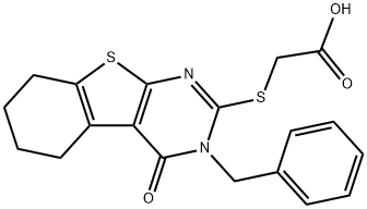 2-((3-benzyl-4-oxo-3,4,5,6,7,8-hexahydrobenzo[4,5]thieno[2,3-d]pyrimidin-2-yl)thio)acetic acid Structure