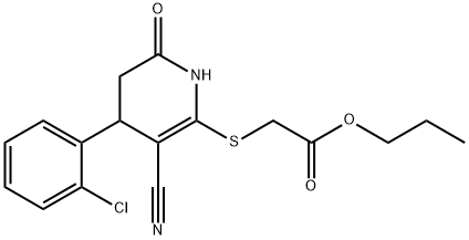 propyl {[4-(2-chlorophenyl)-3-cyano-6-oxo-1,4,5,6-tetrahydropyridin-2-yl]sulfanyl}acetate 구조식 이미지