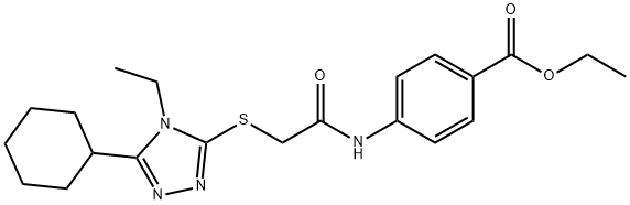 ethyl 4-(2-((5-cyclohexyl-4-ethyl-4H-1,2,4-triazol-3-yl)thio)acetamido)benzoate 구조식 이미지