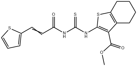 methyl 2-[({[3-(2-thienyl)acryloyl]amino}carbonothioyl)amino]-4,5,6,7-tetrahydro-1-benzothiophene-3-carboxylate 구조식 이미지