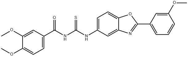 3,4-dimethoxy-N-{[2-(3-methoxyphenyl)-1,3-benzoxazol-5-yl]carbamothioyl}benzamide 구조식 이미지