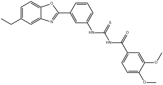 N-{[3-(5-ethyl-1,3-benzoxazol-2-yl)phenyl]carbamothioyl}-3,4-dimethoxybenzamide 구조식 이미지