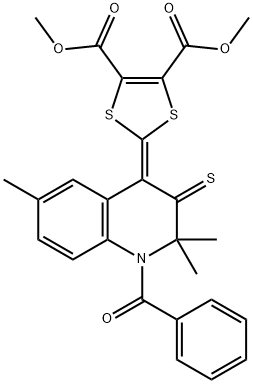 dimethyl 2-[2,2,6-trimethyl-1-(phenylcarbonyl)-3-thioxo-2,3-dihydroquinolin-4(1H)-ylidene]-1,3-dithiole-4,5-dicarboxylate Structure