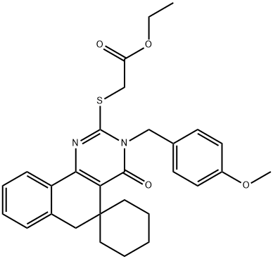 ethyl {[3-(4-methoxybenzyl)-4-oxo-4,6-dihydro-3H-spiro[benzo[h]quinazoline-5,1'-cyclohexan]-2-yl]sulfanyl}acetate Structure