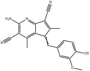 (5Z)-2-amino-5-(4-hydroxy-3-methoxybenzylidene)-4,6-dimethyl-5H-cyclopenta[b]pyridine-3,7-dicarbonitrile Structure