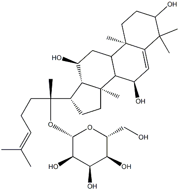 (3beta,7beta,12beta)-3,7,12-Trihydroxydammara-5,24-dien-20-yl beta-D-glucopyranoside Structure