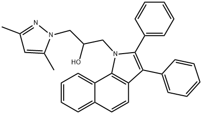 1-(3,5-dimethyl-1H-pyrazol-1-yl)-3-(2,3-diphenyl-1H-benzo[g]indol-1-yl)propan-2-ol Structure