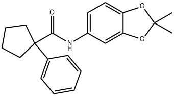 N-(2,2-dimethyl-1,3-benzodioxol-5-yl)-1-phenylcyclopentanecarboxamide 구조식 이미지