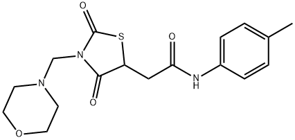 N-(4-methylphenyl)-2-[3-(4-morpholinylmethyl)-2,4-dioxo-1,3-thiazolidin-5-yl]acetamide 구조식 이미지