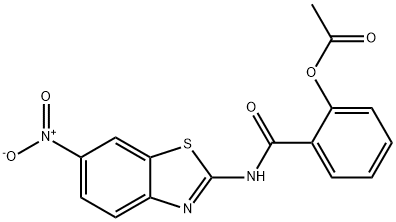 2-(아세틸옥시)-N-(6-니트로-2-벤조티아졸릴)-벤즈아미드 구조식 이미지