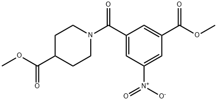 methyl 1-(3-(methoxycarbonyl)-5-nitrobenzoyl)piperidine-4-carboxylate Structure