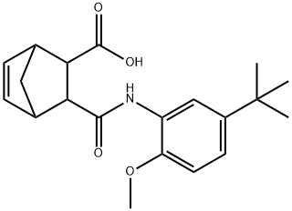 3-((5-(tert-butyl)-2-methoxyphenyl)carbamoyl)bicyclo[2.2.1]hept-5-ene-2-carboxylic acid Structure