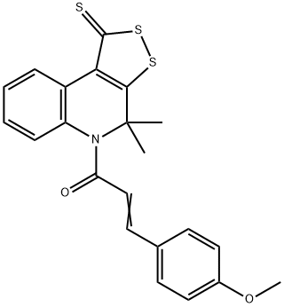 (2E)-1-(4,4-dimethyl-1-thioxo-1,4-dihydro-5H-[1,2]dithiolo[3,4-c]quinolin-5-yl)-3-(4-methoxyphenyl)prop-2-en-1-one Structure