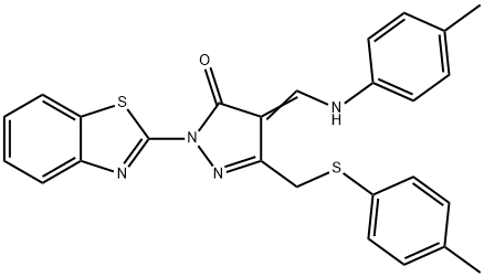 (4E)-2-(1,3-benzothiazol-2-yl)-4-{[(4-methylphenyl)amino]methylidene}-5-{[(4-methylphenyl)sulfanyl]methyl}-2,4-dihydro-3H-pyrazol-3-one Structure