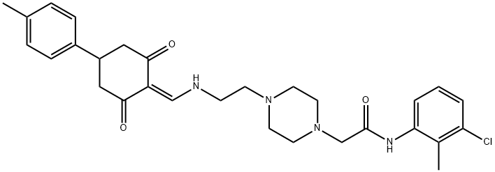 N-(3-chloro-2-methylphenyl)-2-{4-[2-({[4-(4-methylphenyl)-2,6-dioxocyclohexylidene]methyl}amino)ethyl]piperazin-1-yl}acetamide Structure