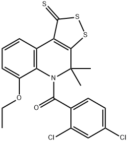 (2,4-dichlorophenyl)(6-ethoxy-4,4-dimethyl-1-thioxo-1,4-dihydro-5H-[1,2]dithiolo[3,4-c]quinolin-5-yl)methanone Structure