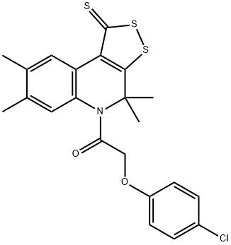 2-(4-chlorophenoxy)-1-(4,4,7,8-tetramethyl-1-thioxo-1,4-dihydro-5H-[1,2]dithiolo[3,4-c]quinolin-5-yl)ethanone Structure