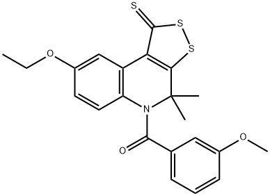 (8-ethoxy-4,4-dimethyl-1-thioxo-1,4-dihydro-5H-[1,2]dithiolo[3,4-c]quinolin-5-yl)(3-methoxyphenyl)methanone 구조식 이미지