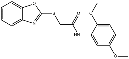 2-(1,3-benzoxazol-2-ylsulfanyl)-N-(2,5-dimethoxyphenyl)acetamide 구조식 이미지