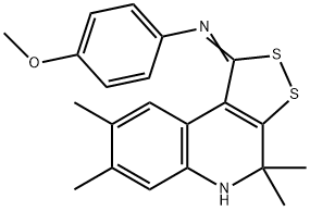 4-methoxy-N-[(1E)-4,4,7,8-tetramethyl-4,5-dihydro-1H-[1,2]dithiolo[3,4-c]quinolin-1-ylidene]aniline Structure