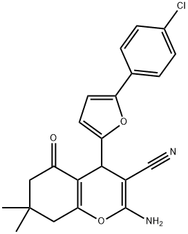 2-Amino-4-[5-(4-chloro-phenyl)-furan-2-yl]-7,7-dimethyl-5-oxo-5,6,7,8-tetrahydro-4H-chromene-3-carbonitrile Structure