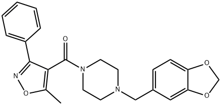 [4-(1,3-benzodioxol-5-ylmethyl)piperazin-1-yl](5-methyl-3-phenyl-1,2-oxazol-4-yl)methanone Structure