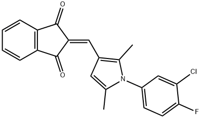 2-{[1-(3-chloro-4-fluorophenyl)-2,5-dimethyl-1H-pyrrol-3-yl]methylidene}-1H-indene-1,3(2H)-dione Structure