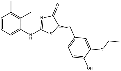 (5Z)-2-[(2,3-dimethylphenyl)amino]-5-(3-ethoxy-4-hydroxybenzylidene)-1,3-thiazol-4(5H)-one Structure