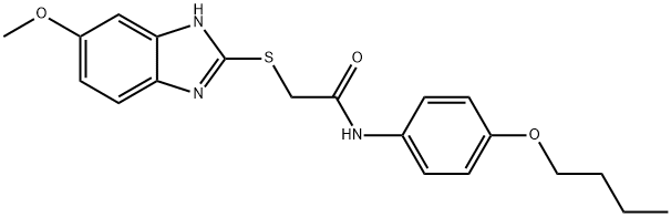 N-(4-butoxyphenyl)-2-[(5-methoxy-1H-benzimidazol-2-yl)sulfanyl]acetamide 구조식 이미지