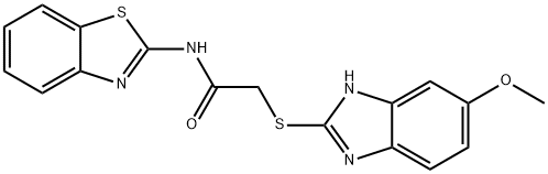 N-(1,3-benzothiazol-2-yl)-2-[(5-methoxy-1H-benzimidazol-2-yl)sulfanyl]acetamide Structure