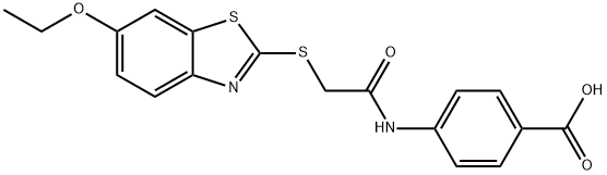 4-({[(6-ethoxy-1,3-benzothiazol-2-yl)sulfanyl]acetyl}amino)benzoic acid 구조식 이미지