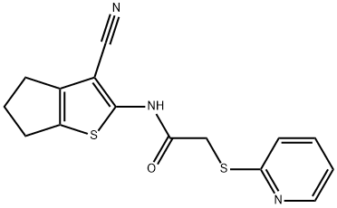 N-(3-cyano-5,6-dihydro-4H-cyclopenta[b]thiophen-2-yl)-2-(pyridin-2-ylsulfanyl)acetamide 구조식 이미지