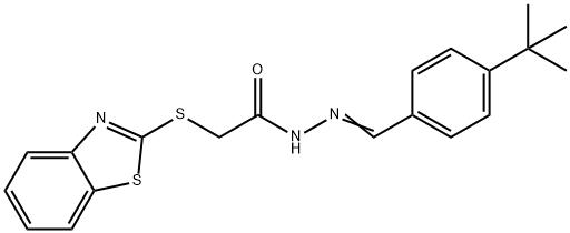 2-(1,3-benzothiazol-2-ylsulfanyl)-N'-[(E)-(4-tert-butylphenyl)methylidene]acetohydrazide 구조식 이미지