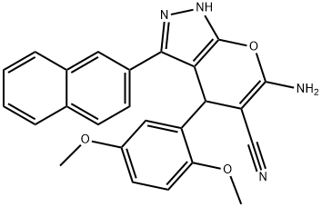 6-amino-4-(2,5-dimethoxyphenyl)-1,4-dihydro-3-(2-naphthalenyl)-pyrano[2,3-c]pyrazole-5-carbonitrile Structure