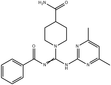 1-[N-(4,6-dimethylpyrimidin-2-yl)-N'-(phenylcarbonyl)carbamimidoyl]piperidine-4-carboxamide Structure