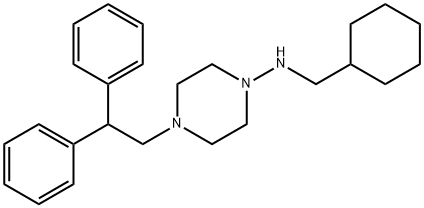 N-(Cyclohexylmethyl)-4-(2,2-diphenylethyl)piperazin-1-amine 구조식 이미지