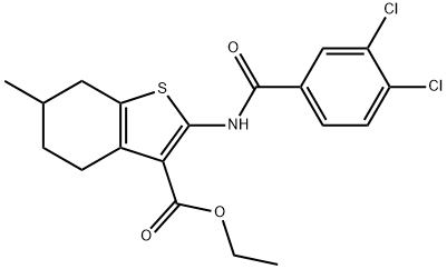 ethyl 2-(3,4-dichlorobenzamido)-6-methyl-4,5,6,7-tetrahydrobenzo[b]thiophene-3-carboxylate 구조식 이미지