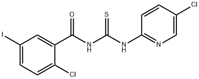 2-chloro-N-[(5-chloropyridin-2-yl)carbamothioyl]-5-iodobenzamide 구조식 이미지