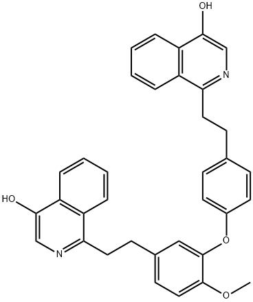 1-[2-[4-[5-[2-(4-hydroxy-1-isoquinolyl)ethyl]-2-methoxy-phenoxy]phenyl]ethyl]isoquinolin-4-ol 구조식 이미지