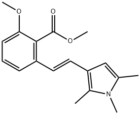2-Methoxy-6-[2-(1,2,5-trimethyl-1H-pyrrol-3-yl)-vinyl]-benzoic acid methyl ester 구조식 이미지