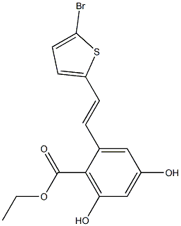 2-[2-(5-Bromo-thiophen-2-yl)-vinyl]-4,6-dihydroxy-benzoic acid ethyl ester Structure