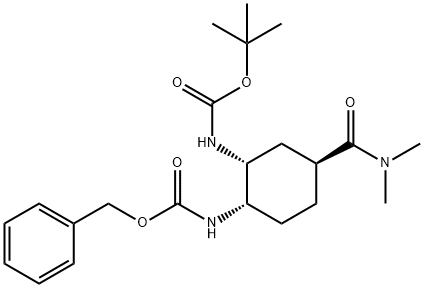 benzyl N-[(1S,2R,4S)-2-{[(tert-butoxy)carbonyl]amino}-4-(dimethylcarbamoyl)cyclohexyl]carbamate 구조식 이미지