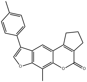 6-methyl-9-(p-tolyl)-2,3-dihydrocyclopenta[c]furo[3,2-g]chromen-4(1H)-one 구조식 이미지